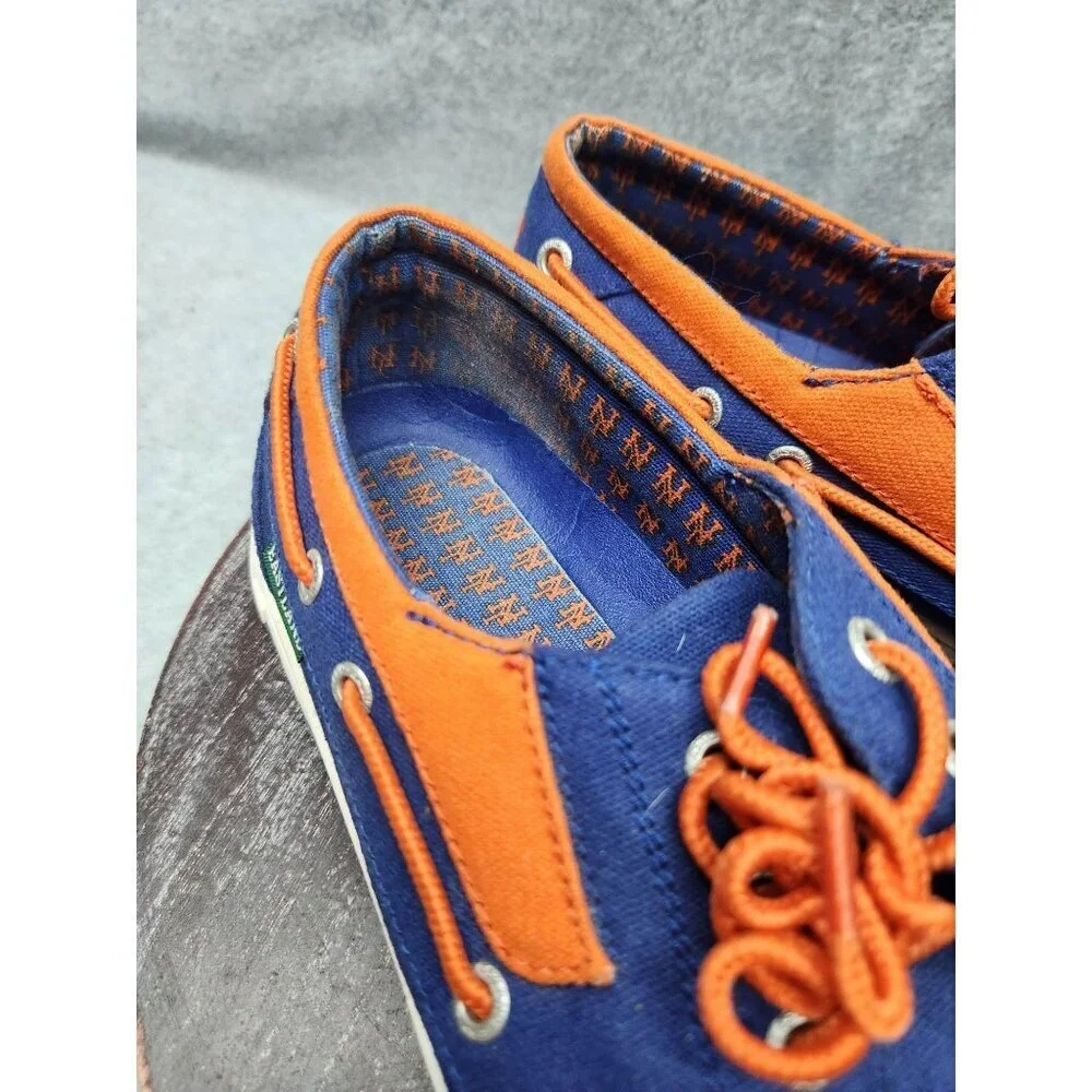 Mens Eastland MLB New York Mets Boat Shoes Size 10 Blue & Orange Canvas